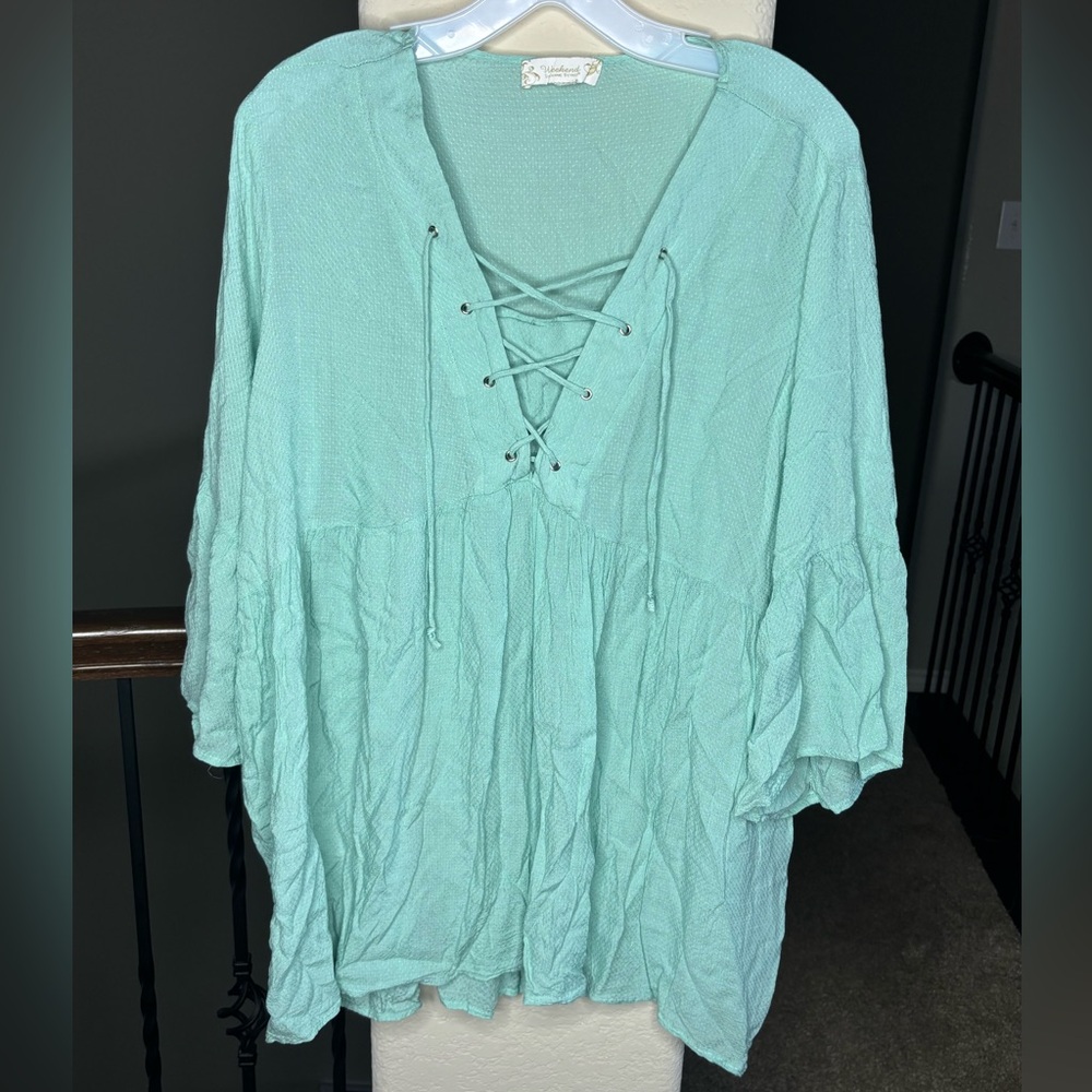 Weekend by Suzanne Betro Cross Front Blouse Coastal Grandma Spring Summer